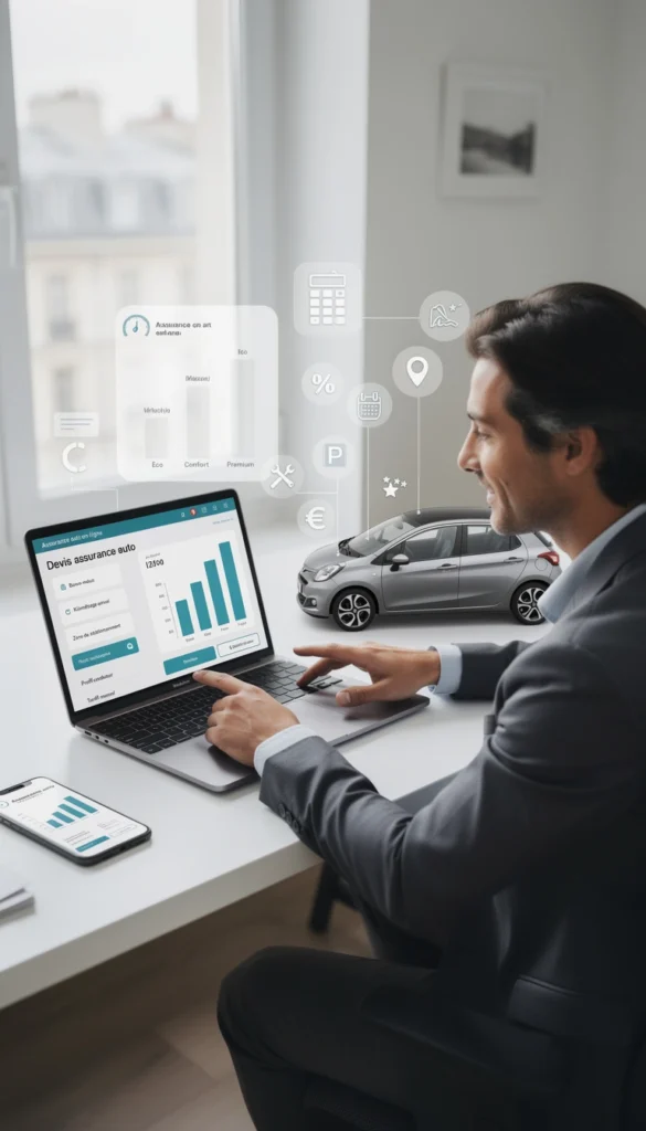Un homme étudie le devis d'une assurance auto